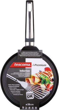 Деко для млинців Tescoma i-Premium з антипригарним покриттям, чорний, з нержавіючої сталі, з антипригарним покриттям, стійкий до подряпин, круглий, I-Premium, підходить для миття в посудомийній машині