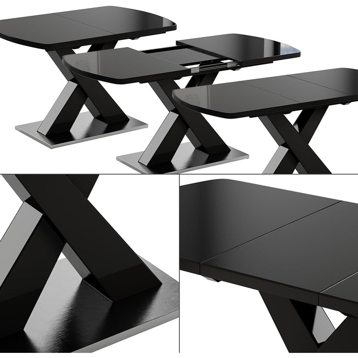 Розсувний обідній стіл Vicco Chinto, чорний, 120-160 x 76 x 80 см
