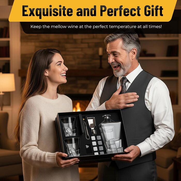 Набір віскі: декантик 800 мл, 2 келихи, 8 каменів. Подарунковий набір віскі для чоловіків