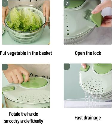 YeRan Салатниця-швидкосушарка з контейнером для зберігання, для холодильника, обіду – ефективне сушіння та консервування овочів та фруктів, легка у використанні