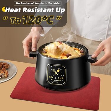 Набори підставки під тарілки Purejoy, 6 шт., сірі, миючіся, неслизькі, термостійкі, з PU шкіри, 43x30 см (червоні)