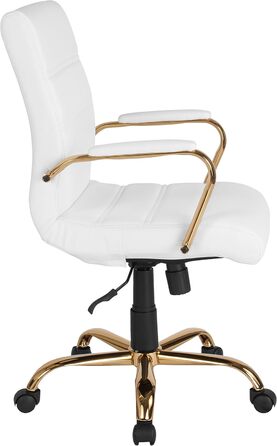 Офісний крісло Flash Furniture - крісло для шефа, біле шкіряне, з червоно-золотим каркасом, 61 x 58,5 x 103,5 см