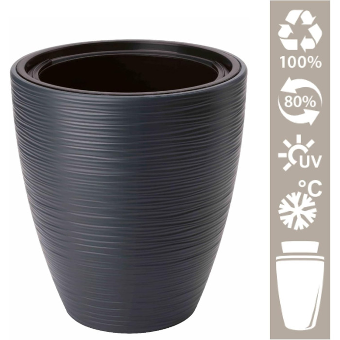 Горщик для квітів MELTOM Blumenkübel XL (48 см, Чорний) з винімним вкладишем