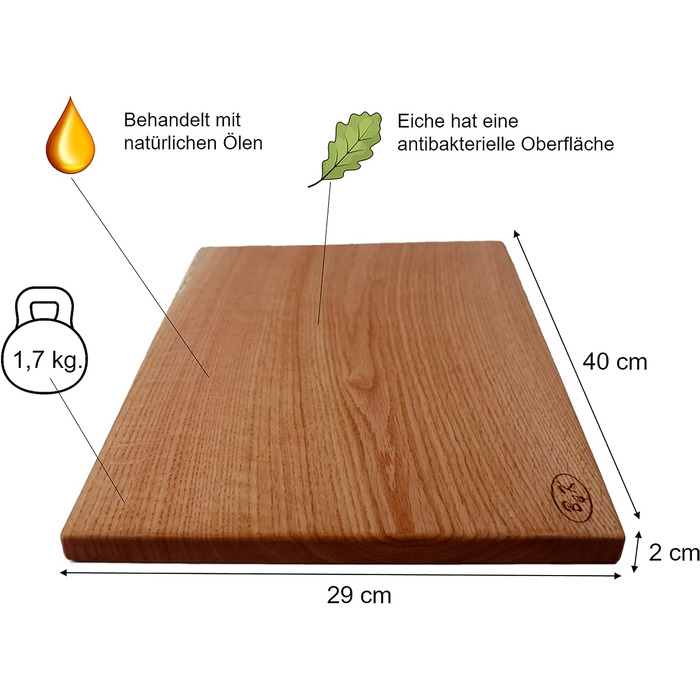 Дубова обробна дошка 30х20х2,3 см Антибактеріальна Промаслена Пази для соку Двостороння Обробна дошка Кухонна дошка Обробна дошка Дошка для сніданку Сервірувальна дошка Дошка для хліба (набір з 2 шт.)