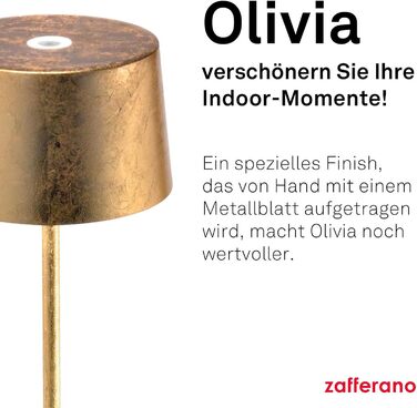 Zafferano Olivia Pro: портативна лампа з регулюванням яскравості, золото, 35 см