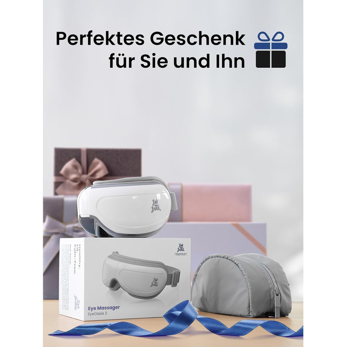 Масажер для очей Bob and Brad EyeOasis 2 з підігрівом, музикою та компресією. Електрична маска для очей для зняття темних кіл та сухості очей. Подарунок для чоловіків та жінок. Білий