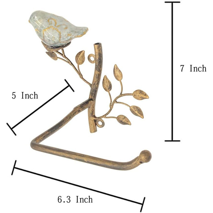 Металевий тримач для туалетного паперу Owlgift з керамічною пташкою, настінний, для ванної кімнати, (бронза, Один розмір)