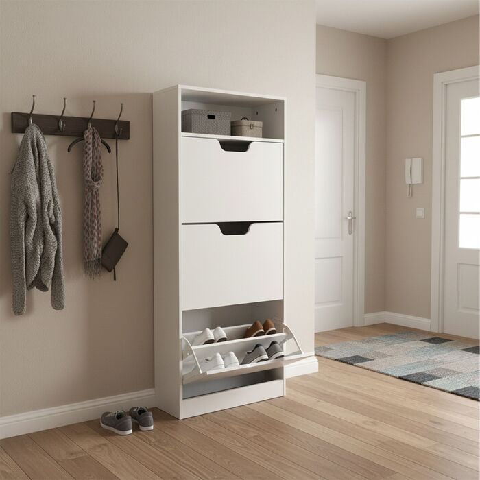 Взуттєва шафа Relaxdays з відкидною дверцями та відкритою полицею