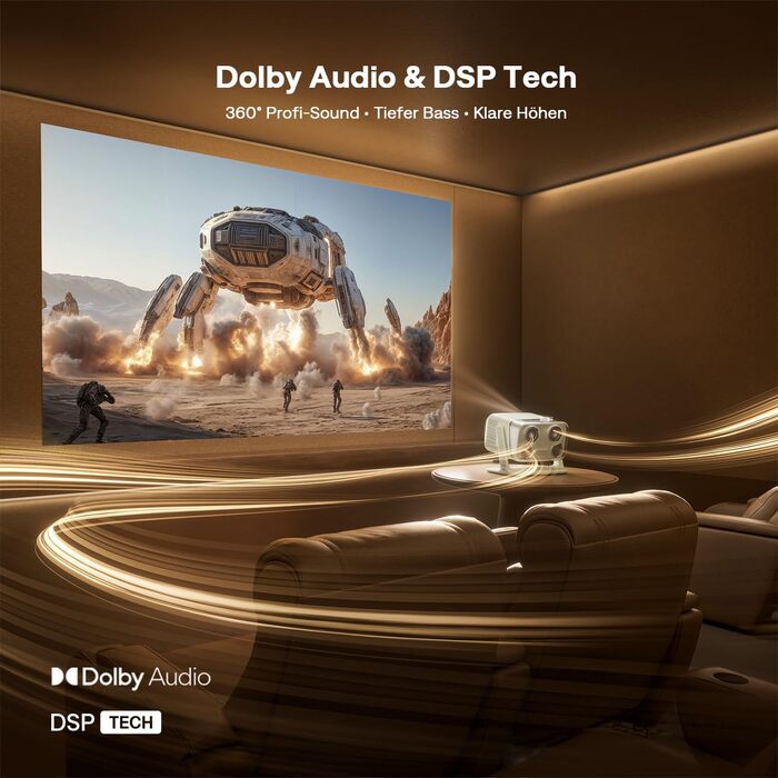 Aurzen Boom Mini 4-в-1 Smart Beamer: проєктор 4K з Google TV, аудіо Dolby 20W, Wi-Fi, Bluetooth, автофокус, корекція трапеції (зелений)