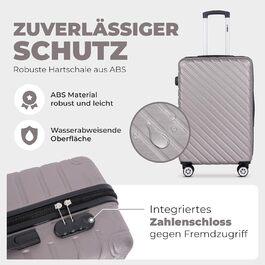 Набір валіз Onbest 3 шт. XXL (20', 24', 28') з ABS пластику – міцні та легкі валізи з колесами. В комплекті: валіза, ролтоп, валіза-ролкер + цифрова вага. Колір: шампань