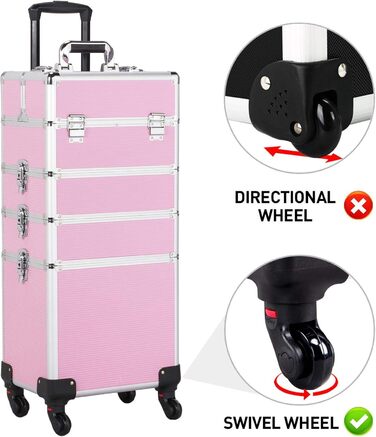 Косметичка Yaheetech 4 в 1: великий органайзер для косметики, ювелірних виробів та інструментів перукаря (рожевий)