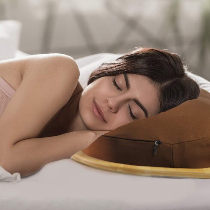 Підставка для ноутбука VLOXO з бамбука для ліжка та дивана, м'яка підкладка, ергономічне коліно, з отвором для кабелю та антиковзким покриттям, для ноутбуків/планшетів/MacBook до 14 дюймів, коричнева