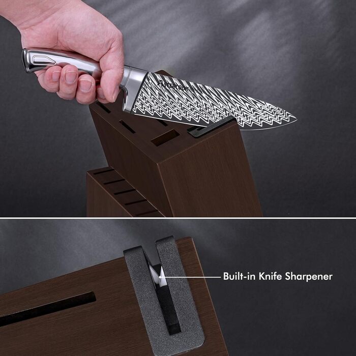 Набір кухонних ножів 15 предметів з точилкою, нержавіюча сталь, сріблястий колір