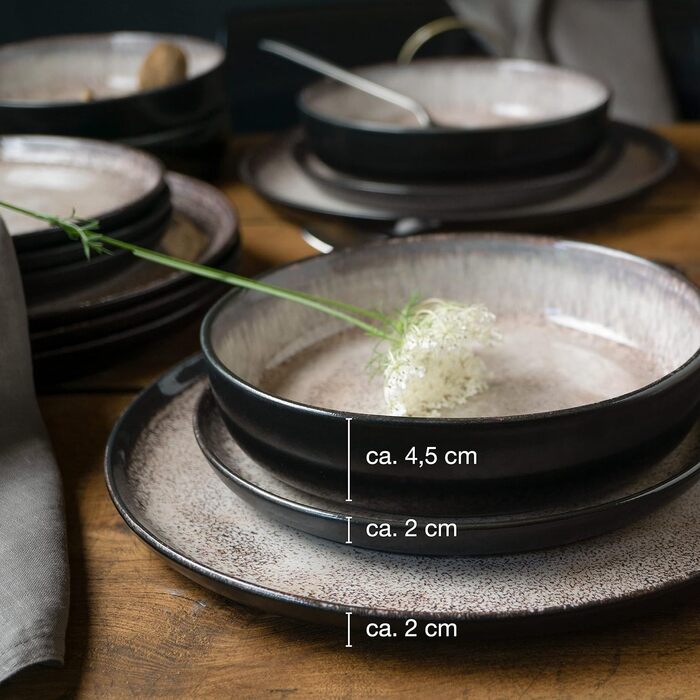 Набір посуду 18шт на 6 персон Елегантний високоякісний набір порцелянових тарілок Столовий посуд, що складається з 6 обідніх тарілок, 6 десертних тарілок, 6 тарілок для супу Набір посуду 18шт