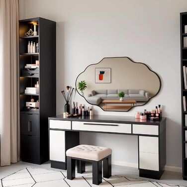 Дзеркало настінне Clevich Asimetrisches 66x116 см з алюмінієвою рамою, скло HD, чорний колір, для ванної кімнати, вітальні, спальні