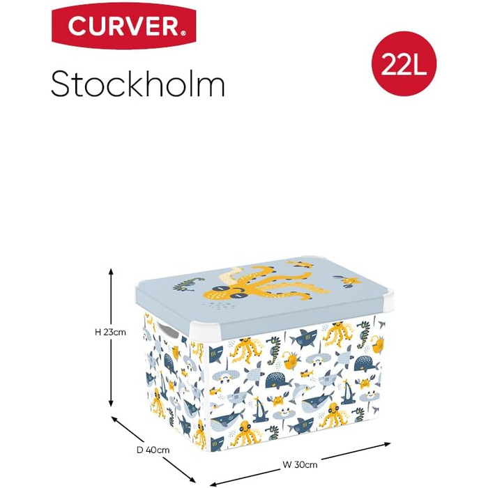 Ящик для зберігання CURVER Stockholm Deco, 22 літри, океан