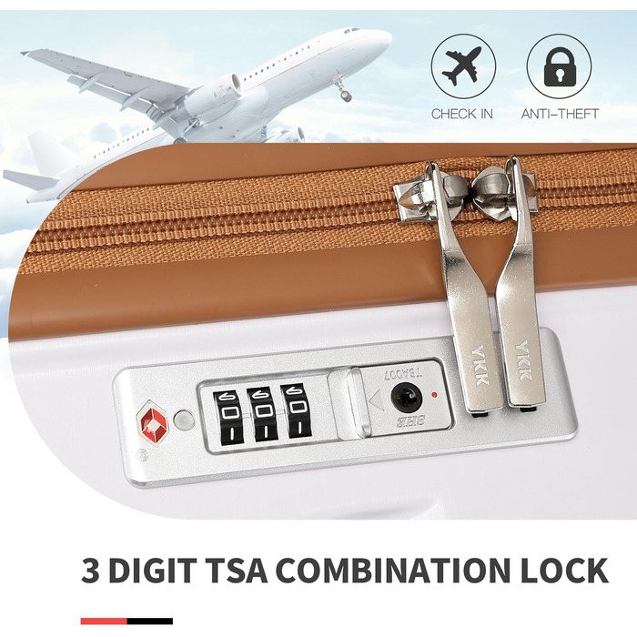 Набір валіз KONO 4 шт. з ABS-пластику з TSA замком (M, L, XL) - білий