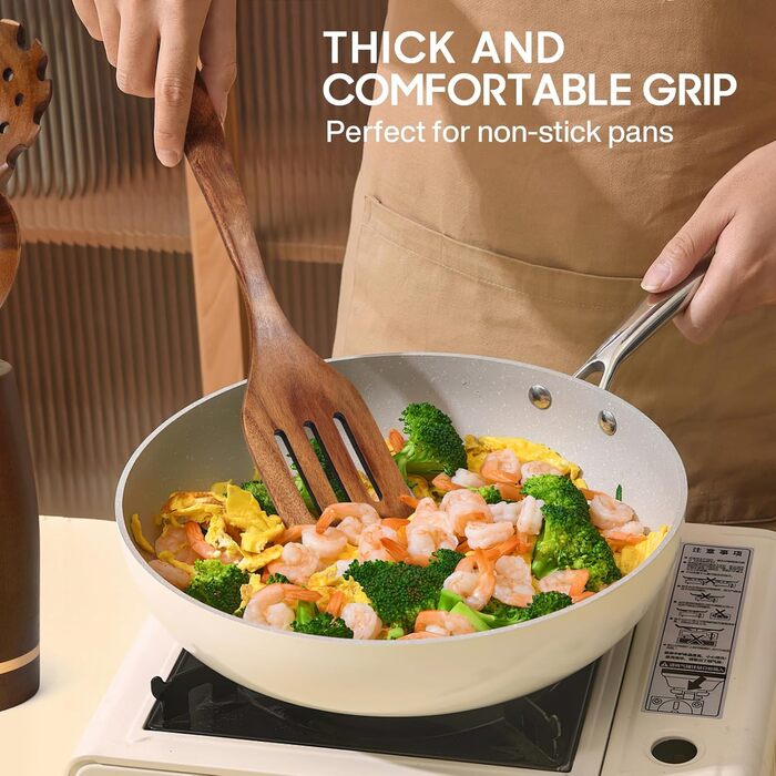 Набір кухонного приладдя Spardar з дерева, 12 шт: ложки, шумовки, підставка, рукавиці. Ідеально для декору та як подарунок