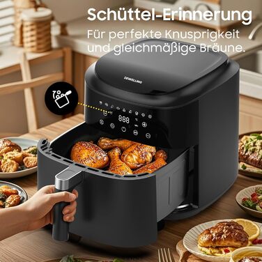 Фритюрниця повітряна XXL 9л, 2350W, 9 програм, LED дисплей, функція підігріву, металевий внутрішній простір, для сімейних обідів