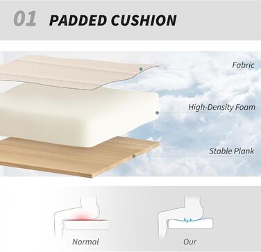 Крісло офісне без підлокітників HOMCOM, тканина льон, регульоване, поворотне, для дому, кремове