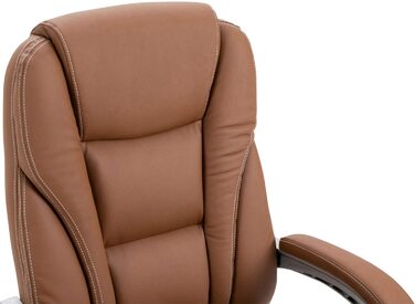 Офісне крісло CLP Pacific з оббивкою зі штучної шкіри I робоче крісло з коліщатками I крісло для відпочинку з висувною підставкою для ніг, Колір (Світло-коричневий)