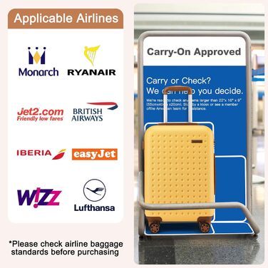 Валіза на колесах KONO з ABS-пластику, 75 x 48 x 29 см, з TSA-замком, білий колір, з косметичкою, ручна поклажа