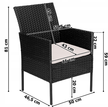 Комплект садових меблів з техноротанга eHokery Magnolia, чорний, 4 предмети