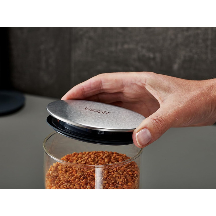 Набір Joseph Joseph з 5 контейнерів для зберігання продуктів у холодильнику, герметичні, з функціональним тримачем, сірий (скло/нержавіюча сталь, чорний)