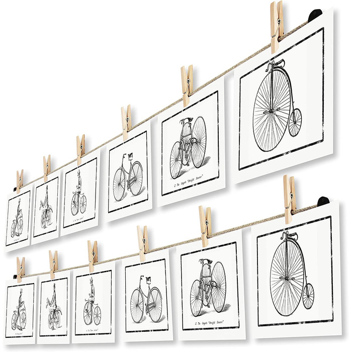 ЛеТОМА - мотузка для фотографій з 16 затискачами, включаючи запатентований тримач для мотузки, ідеально підходить для швидкого розвішування фотографій і листівок-мотузка для фотографій з високоякісної натуральної конопель-ручна робота в Німеччині (150 см 