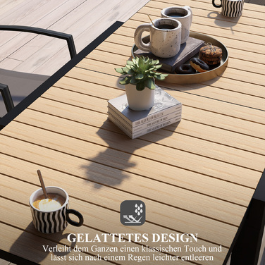 Зовнішній стіл для саду, стійкий до погодних умов, розміри 162 x 80 x 75 см, жовтий