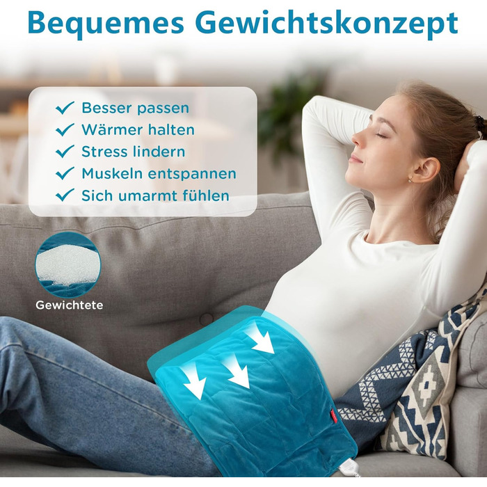 Електричний гріючий матрац для шиї та плечей Comfytemp з 9 рівнями нагріву, автовимкненням та вагою 1 кг. Розмір 56x48 см. Можливість прання.