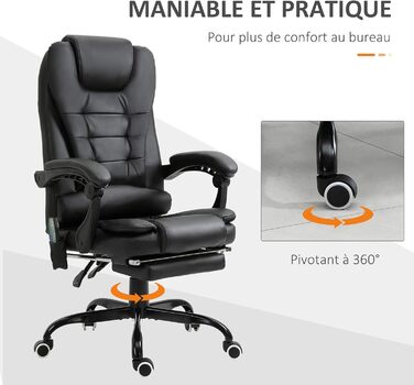 Крісло офісне Vinsetto з масажем, ергономічне, регульоване, чорне