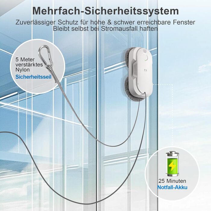 Робот для миття вікон Hutt DDC56 з подвійним променем та ультразвуковою функцією розпилення, електричний мийник вікон з дистанційним керуванням та подвійним резервуаром для води, розпізнавання країв вікон