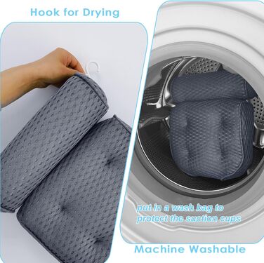 Подушка для ванни AEROiVi Luxuriös: комфортна підтримка голови та шиї, сітчаста тканина, сірий колір