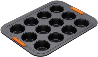 Форма для маффінів LE CREUSET, 12 шт., Ø 7 см, з антипригарним покриттям, для закваски, з вуглецевої сталі, антрацит/помаранчевий