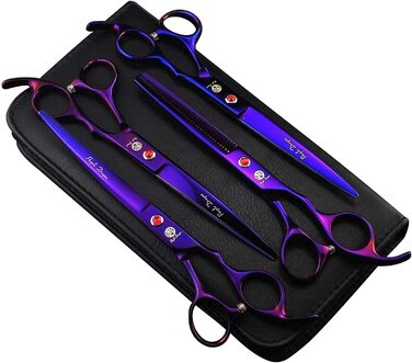 Ножиці для стрижки собак Purple Dragon професійні 7,0-дюймові ножиці для стрижки собак набір вигнутих ножиць для стрижки домашніх тварин набір ножиць для стрижки собак виготовлений в Японії з нержавіючої сталі 440C (фіолетовий)