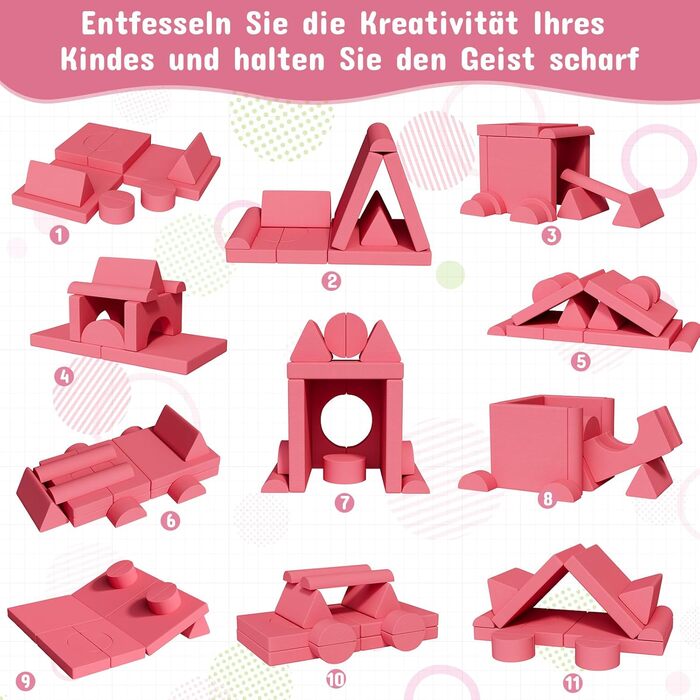 Дитяче ігрове крісло-диван, 15-ти частинний модульний, з сертифікацією Oeko-Tex® 100, з м'якого велюру (рожевий)