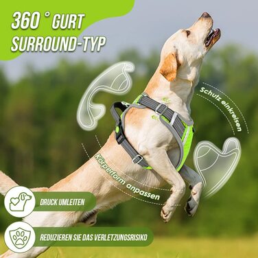 Шлейка для собак без натягу, дихаюча шлейка з повітряної сітки для маленьких, середніх і великих собак, захисний світловідбиваючий регульований жилет зі стабільною захисною ручкою, зелений, XS зелений XS