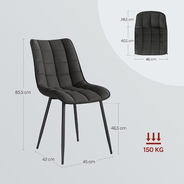 Стільці для їдальні WOLTU - кухонні стільці з м'якою спинкою та сидінням з льону, металеві ніжки, до 150 кг