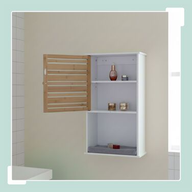 Підвісна шафка для ванної кімнати Relaxdays з бамбуковою дверцятами