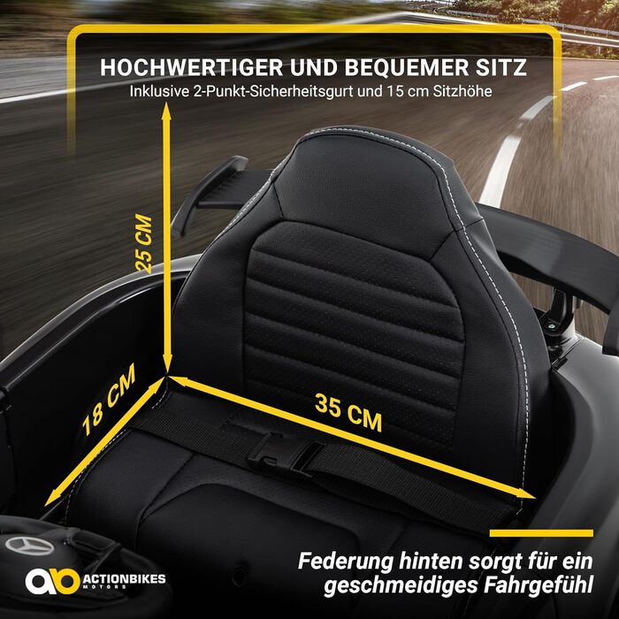 Дитячий електромобіль Mercedes AMG GT R Roadster, чорний, 6V, EVA-колеса, 2.4 ГГц пульт, 20 Вт мотор, для дітей від 3 років, Actionbikes Motors