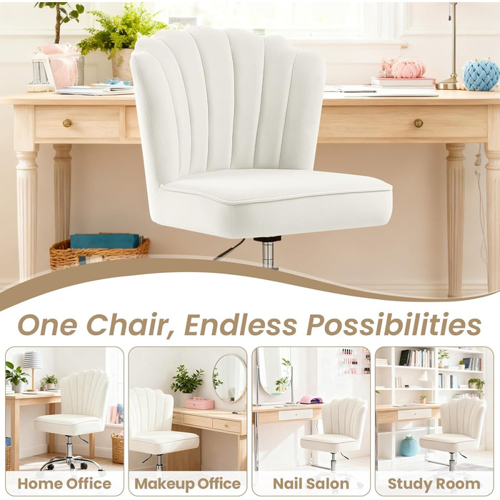 Крісло для офісу Fiximaster Homeoffice, крісло для робочого місця, обертове, регульоване по висоті, з м'якою оббивкою з велюру, золоті ніжки, до 135 кг, зелений колір