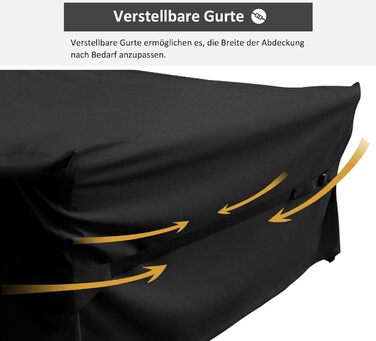 Водостійкий чохол для садово-патіо меблів 300x300x90 см, чорний, з вентиляційними отворами, 420D Oxford, захист від пилу та УФ-променів