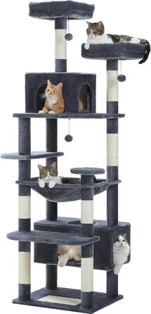 См, Cat Trees, 2 сідала, подвійні кабіни, кошик, темно-сірий, 184