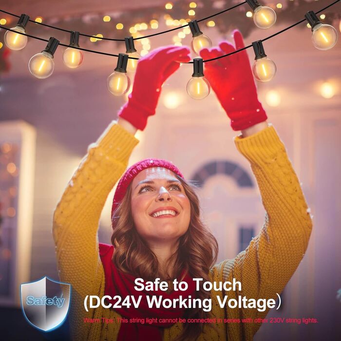 Ланцюжок вогнів GLUROO для вулиці, диммування, 45.7м, водонепроникний, з пульт, 75+2 G40, LED, для саду