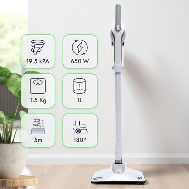 Пилсос GuterWal S14: 19,5 kPa, 1,7 кг, 1 л контейнер, 650 Вт, 5 м кабель. Ручний та підлоговий пилосос для дерева, плитки та килима