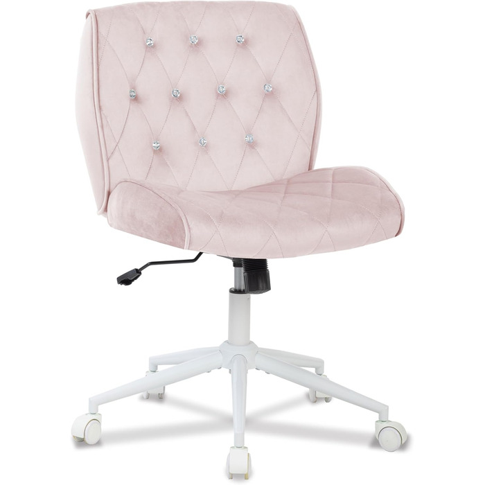 Крісло для дому та офісу Symino з регульованою висотою, функцією гойдання 12°, обшите штучною замшею, 360° обертання, ергономічне, до 150 кг, велике, рожеве