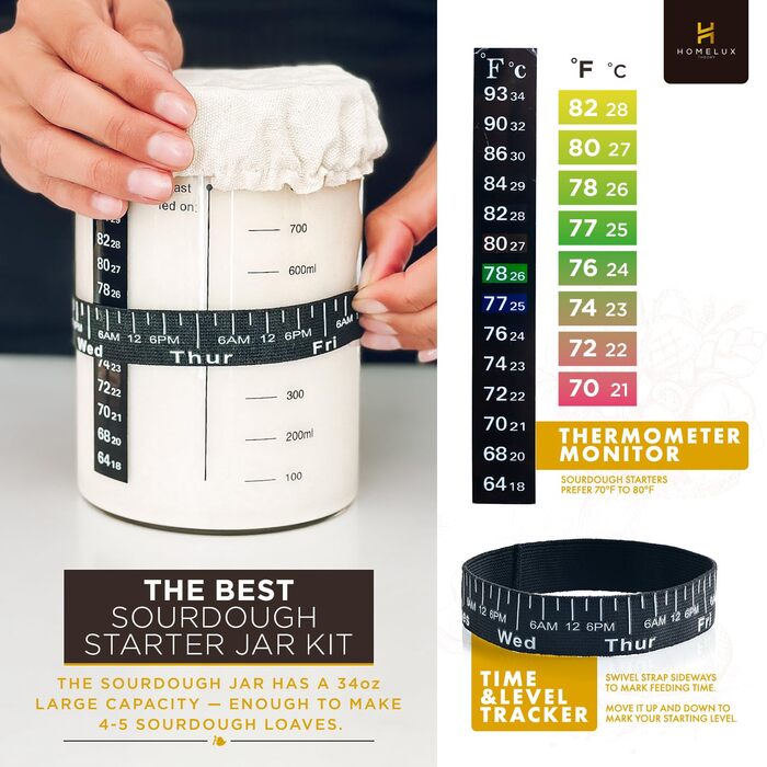 Набір для закваски HOMELUX THEORY: 14 предметів для випікання хліба та закваски (жовтий)