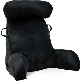 М'яке крісло-мішок для читання з велюру, для дорослих, з підтримкою спини та підлокітниками, з кишенею та знімним чохлом (Кофе, Чорний)