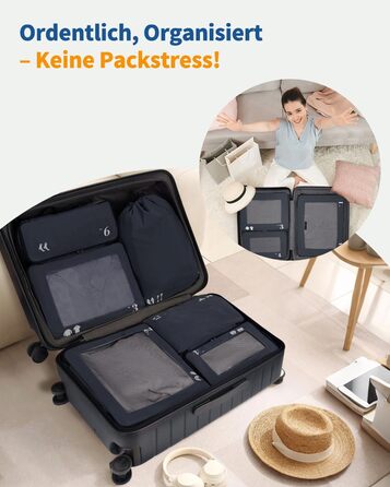 Набір органайзерів для валізи ECOHUB, 7 предметів, дорожні пакувальні куби з рецикльованого PET, темно-синій